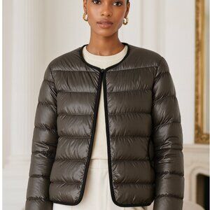Hoss Intropia Metallic Gray & Black Lightweight Down Puffer Jacket EU 40 / US 10